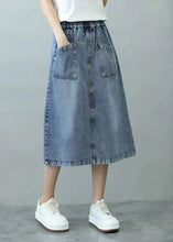 Load image into Gallery viewer, rief Blue Patchwork Elastic Waist Denim Skirts Summer