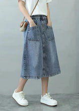 Load image into Gallery viewer, rief Blue Patchwork Elastic Waist Denim Skirts Summer