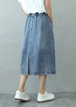 Load image into Gallery viewer, rief Blue Patchwork Elastic Waist Denim Skirts Summer