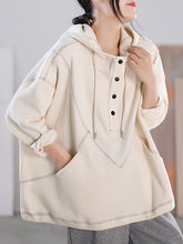 Load image into Gallery viewer, Plus Size Women Autumn Casual Solid Stitching Hooded Shirt