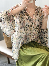 Load image into Gallery viewer, Women Summer Artsy Floral V-neck Loose Shirt