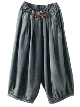 Load image into Gallery viewer, Women Summer CasuaL Solid Drawstring Pocket Denim Harem Pants