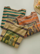 Load image into Gallery viewer, Women Summer Casual Stripe Cartoon Print Cotton Shirt