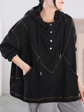 Load image into Gallery viewer, Plus Size Women Autumn Casual Solid Stitching Hooded Shirt