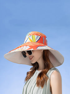 Women Summer Travel Dual-side Plant Large-brim Hat