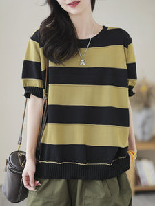 Women Casual Stripe Commute Pullover Shirt