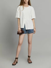 Load image into Gallery viewer, Plus Size Women Summer Casual Split Hem Pleat Spliced Solid Shirt