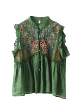 Load image into Gallery viewer, Women Vintage Embroidery Frog Agaric Lace Sleeveless Shirt