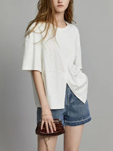 Load image into Gallery viewer, Plus Size Women Summer Casual Split Hem Pleat Spliced Solid Shirt