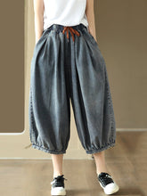 Load image into Gallery viewer, Women Summer CasuaL Solid Drawstring Pocket Denim Harem Pants