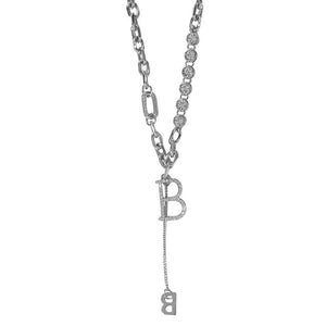 Light luxury letter pendant necklace sweater chain necklace temperament diamond B-shaped metal necklace jewelry