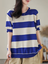 Load image into Gallery viewer, Women Casual Stripe Commute Pullover Shirt