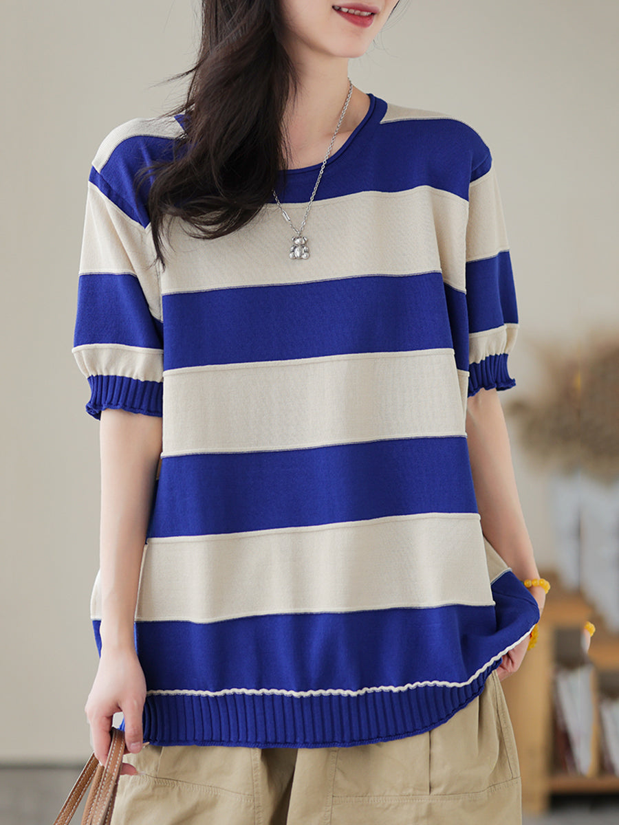 Women Casual Stripe Commute Pullover Shirt