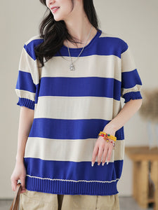 Women Casual Stripe Commute Pullover Shirt