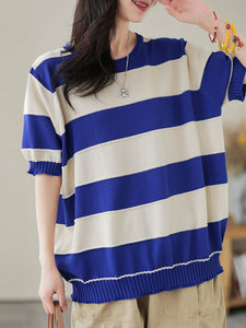 Women Casual Stripe Commute Pullover Shirt