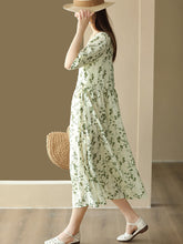 Load image into Gallery viewer, Women Summer Floral Drawstring Pleat Loose Cardigan Dress