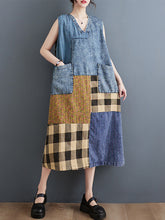 Load image into Gallery viewer, Women Summer Patch Spliced Pocket Denim Vest Dress