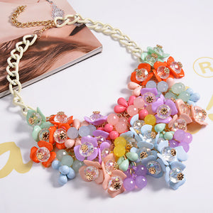 Characteristic colorful flower necklace earrings jewelry set gift lady