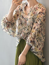 Load image into Gallery viewer, Women Summer Artsy Floral V-neck Loose Shirt