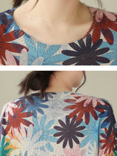 Load image into Gallery viewer, Women Summer Casual Floral Loose Knitted Shirt