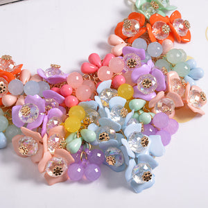 Characteristic colorful flower necklace earrings jewelry set gift lady