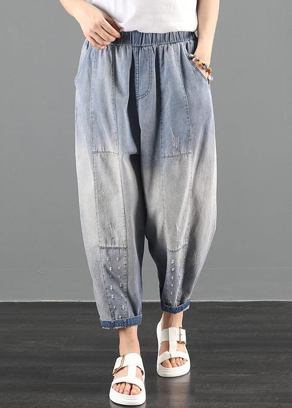 2021 summer dress code loose high waist washed old denim harem pants