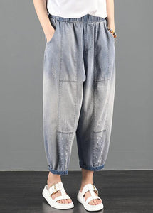 2021 summer dress code loose high waist washed old denim harem pants