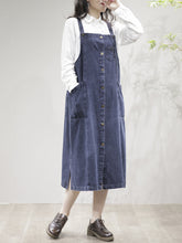 Load image into Gallery viewer, Women Casual Spliced Split Hem Pocket Overall Dress