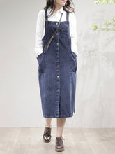 Load image into Gallery viewer, Women Casual Spliced Split Hem Pocket Overall Dress