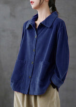 Load image into Gallery viewer, Purple Loose Pockets Shirt Top Long Sleeve Corduroy Coat