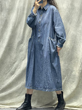 Load image into Gallery viewer, Plus Size Women Spring Retro Pocket Button Loose Denim Dress