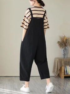 Women Spring Artsy Solid Pocket Denim Jumpsuit