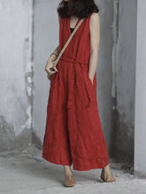 Load image into Gallery viewer, Women Summer Casual Solid Pocket Loose Linen Vest Jumpsuits