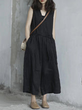 Load image into Gallery viewer, Women Summer Casual Solid Pocket Loose Linen Vest Jumpsuits