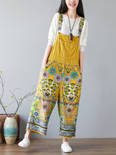 Load image into Gallery viewer, Women Summer Vintage Flower Print Pocket Denim Jumpsuits