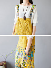 Load image into Gallery viewer, Women Summer Vintage Flower Print Pocket Denim Jumpsuits