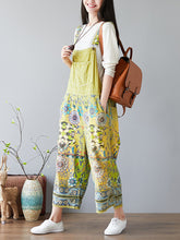 Load image into Gallery viewer, Women Summer Vintage Flower Print Pocket Denim Jumpsuits