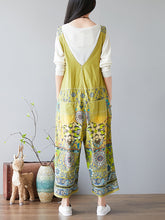 Load image into Gallery viewer, Women Summer Vintage Flower Print Pocket Denim Jumpsuits