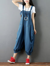 Load image into Gallery viewer, Women Solid Loose Stitching Pocket Hanging Crotch Denim Jumpsuits