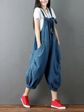 Load image into Gallery viewer, Women Solid Loose Stitching Pocket Hanging Crotch Denim Jumpsuits