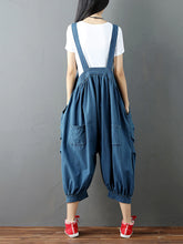 Load image into Gallery viewer, Women Solid Loose Stitching Pocket Hanging Crotch Denim Jumpsuits