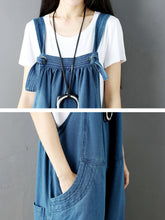 Load image into Gallery viewer, Women Solid Loose Stitching Pocket Hanging Crotch Denim Jumpsuits