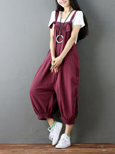 Load image into Gallery viewer, Women Solid Loose Stitching Pocket Hanging Crotch Denim Jumpsuits