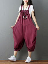 Load image into Gallery viewer, Women Solid Loose Stitching Pocket Hanging Crotch Denim Jumpsuits