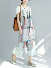 Load image into Gallery viewer, Women Summer Worn Print Pocket V-Neck Loose Denim Jumpsuits