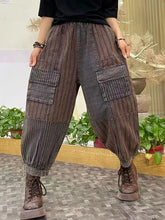 Load image into Gallery viewer, Women Vintage Stripe Pocket Spliced Harem Pants