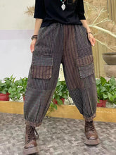 Load image into Gallery viewer, Women Vintage Stripe Pocket Spliced Harem Pants