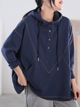 Load image into Gallery viewer, Plus Size Women Autumn Casual Solid Stitching Hooded Shirt