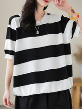 Load image into Gallery viewer, Women Casual Stripe Commute Pullover Shirt