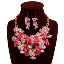 Load image into Gallery viewer, Characteristic colorful flower necklace earrings jewelry set gift lady